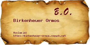 Birkenheuer Ormos névjegykártya